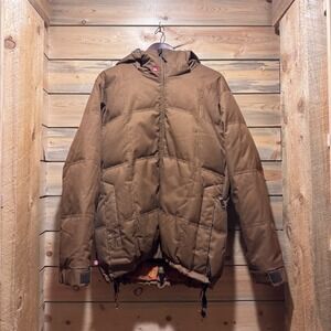 Quiksilver Men's Brown Down Filled Puffer Snowboard Ski Jacket Cold Days Size S